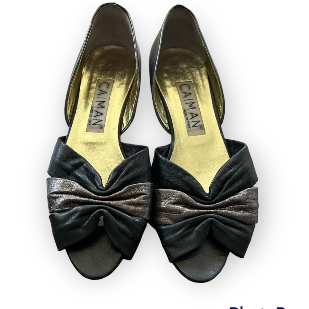 Caiman Beautiful Italian Made Leather Peep Toe Shoes size 6.5/37